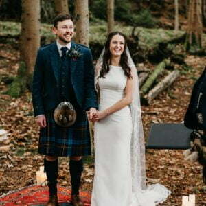 micro wedding planner scotland at glen dye estate and cabins luxury woodland wedding ceremony aberdeenshire